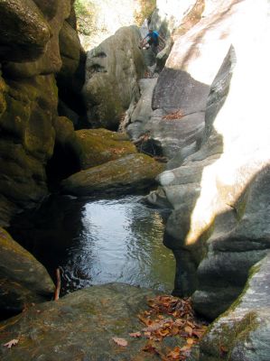 Tyler chimneys up the blockage rock 
