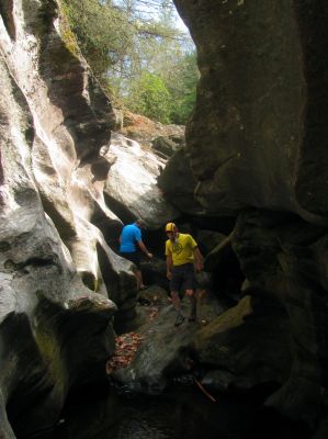 John and Tyler deep in the slot canyon 
