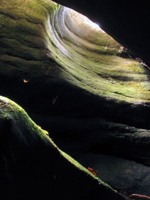 Looking up from within the Little rat Crack 
