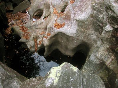 Finally, the view off the top of the blockage rock ! Looking down at the lower end of the slot canyon where we were earlier 
