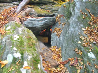 The Badger is coming through the  crack behind me ! 
