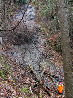 Delsatch (Chigger Branch) Falls
Dave Aldridge at the base of the falls  Taken 11-22-2010
