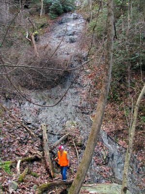 Delsatch (Chigger Branch) Falls
Dave Aldridge at the base of the falls  Taken 11-22-2010
