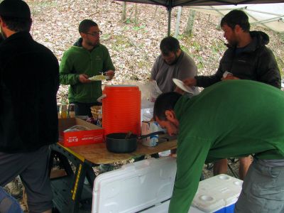 Hikers partaking of the spoils
