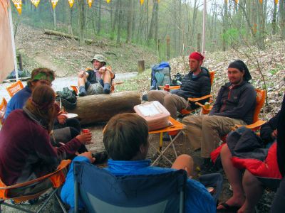 Hikers enjoying that full feeling. It goes away,,,
