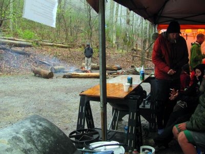 It never really stopped raining once it started but it made the trail magic way more appreciated. We had hot water for coffee and hot chocolate, yum ! 
