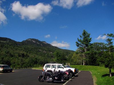 Beacon Heights parking lot with Grandfather Mountain in background

