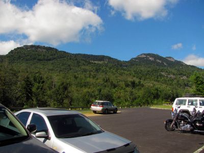 Beacon Heights parking lot with Grandfather Mountain in background
