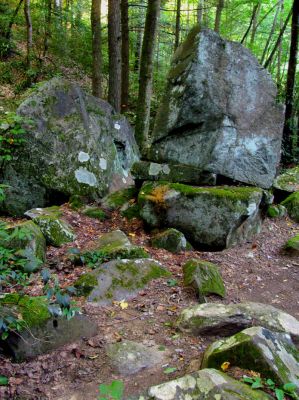 Some of the large rocks near our campsite below Harper Falls
