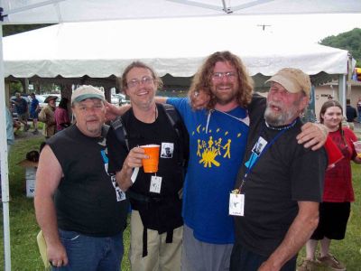 RAT, Jonny Bluegrass, Lowrider, and Legs with RAT`s daughter Rita on right
