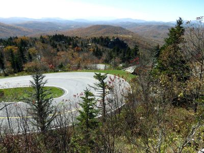 The Forrest Gump curve in the road that lead through the Grandfather Mountain State Park. Part of the running scenes in the movie was actually filmed here with Tom Hanks
