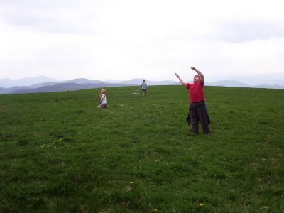 Tyler flying a kite on Max Patch  (4-2004)
