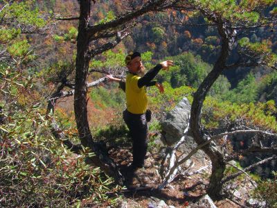 Again, here at the Diamond Rock, john is making some form of sign language to some entity that is obviously high above us. 
