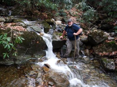 RAT at one of small falls on upper upper Dick Creek Taken 11-8-2014 (photo by John Forbes) 
