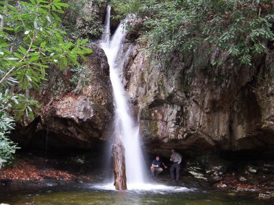 RAT and Kenneth Woody at the upper upper Dick Creek Falls  Taken 11-8-2014 (Photo by John Forbes) 

