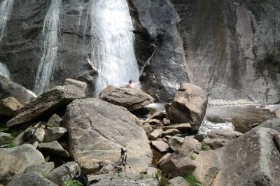 RAT doing a Hillbilly Baptism at South Harper Falls (Photo by John Forbes)   Taken 6-5-2015
