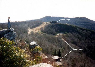 Blackstack Cliffs
Mark Painter standing atop Blackstack Cliffs looking at the old resort and round houses prior to their removal in 1988 -89. This picture was probably taken around 1987-88. 
