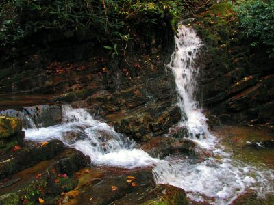 As per TN Landforms website, Glen Falls has now been changed to be these falls that you pass by above Margarette Falls on the way to Bailey Falls and not the ones further up that side branch. Taken 10-27-2017) 
