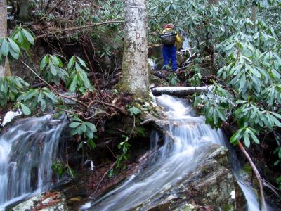 Red Fork Tributary stream
Bol'Dar photographing small cascades on a tributary creek that flows in at bottom of Red Fork Falls between the two cascades there. (taken 1-28-2010)
